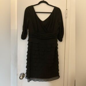 Dressy Black Cocktail Dress w Rouching Petite 10P